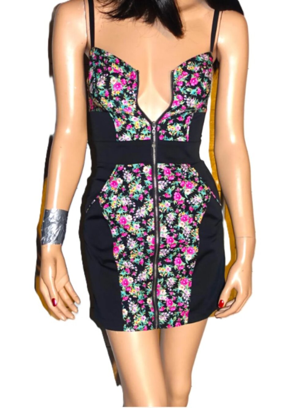 Guess Black Floral Body Con Dress 3